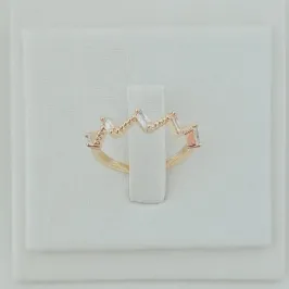 Anel Zig Zag com Zircônias Baguetes