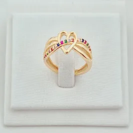 Anel Coração com Fileiras Cravejadas