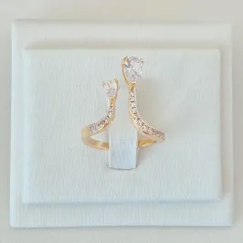 Anel Cravejado com Dupla Gota Zircônia