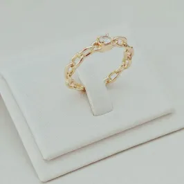 Anel Regulável Corrente com Zircônia Central