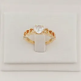 Anel Solitário com Corações Vazados