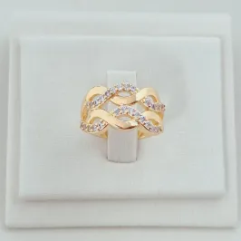 Anel Trançado Zircônias Cravejadas