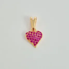 Pingente Coração Cravejado Zircônia Rosa