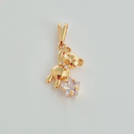 Pingente Ursinho com Estrela de Zircônia