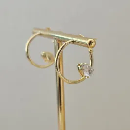 Brinco Argola com Pedra de Zircônia