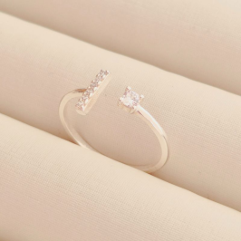 Anel Regulável com Fio Cravejado e Pedra de 3mm - Prata 925