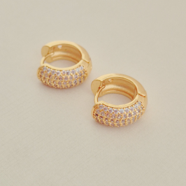 Brinco Argolinha Click com 5 Fileiras de Zircônias