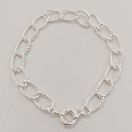 Pulseira Elos Ovais Trabalhados e Fecho Bóia