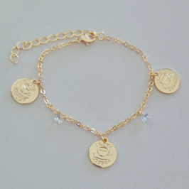 Pulseira Berloque I Love Coffee e Zircônia