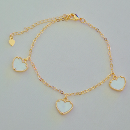 Pulseira Pingente Coração Madrepérola