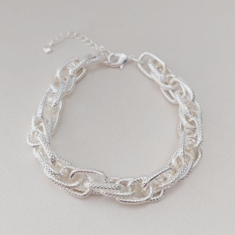 Pulseira Elos Ovais Entrelaçados 3 em 3 - Modelo Elo Riscadinho
