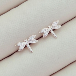 Brinco Libélula Cravejado - Prata