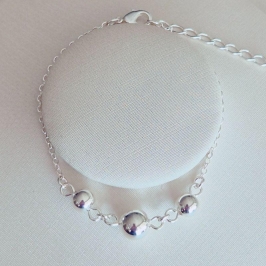 Pulseira 3 Bolinhas Centrais - Prata