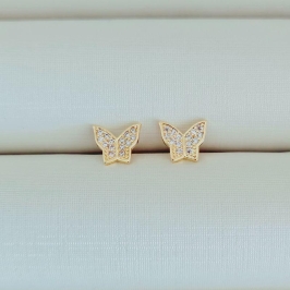 Brinco Borboleta Zircônia