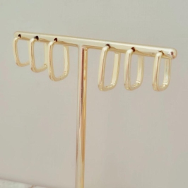 Brinco Trio de Argolinhas Lisas Retangulares