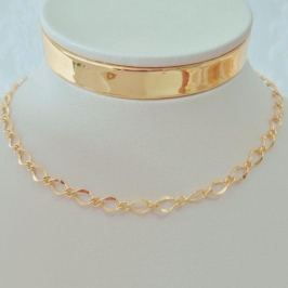 Choker Elos Ovais Trabalhados - 35cm