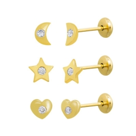 Brinco Infantil LUA Mini com Pontinho de Zircônia