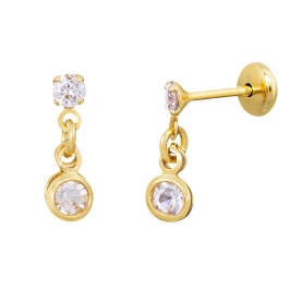 Brinco Infantil Pedrinha Dupla Cristal