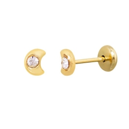 Brinco Mini Lua com Pontinho de Zircônia