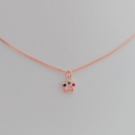 Colar Infantil com Pingente de Patinha - Zircônia Colorida