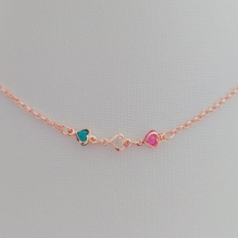 Colar Infantil Elo Português com 3 Corações Colors