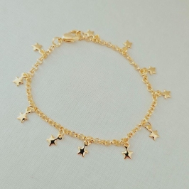 Pulseira Elo Português com Estrelinhas