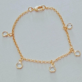 Pulseira Elo Português com Pedra 4mm
