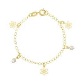 Pulseira Florzinhas e Pedrinhas Zircônia