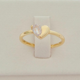 Anel Coração Metade Liso e Metade Zircônia
