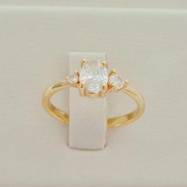 Anel Pedra Central Zircônia Ovalada