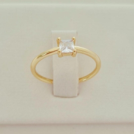 Anel Solitário Zircônia Quadrada Cristal