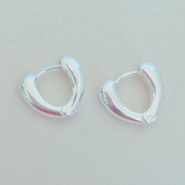 Brinco Click Coração - Banho Prata