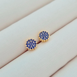 Brinco Redondo Cravejado Azul