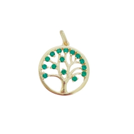 Pingente Árvore da Vida com Zircônias Esmeralda