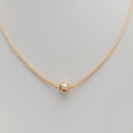 Colar Corrente ZigZag com Bolinha Lisa Central