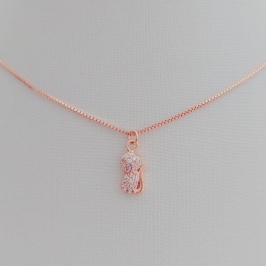 Colar Infantil com Pingente de Gatinho Microcravejado