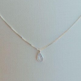 Colar Ponto de Luz Gota Cristal - Prata 925