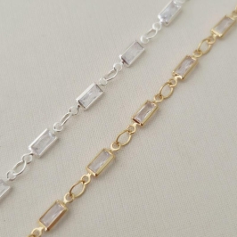 Pulseira Baguetes Zircônia - Banho Prata