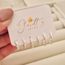 Brinco ArgolaTrio Click Torcido - Banho Prata