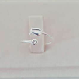 Anel Falange Rosa e Zircônia Cristal - Prata 925