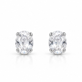 Brinco Pedra Oval Cristal - Prata 925