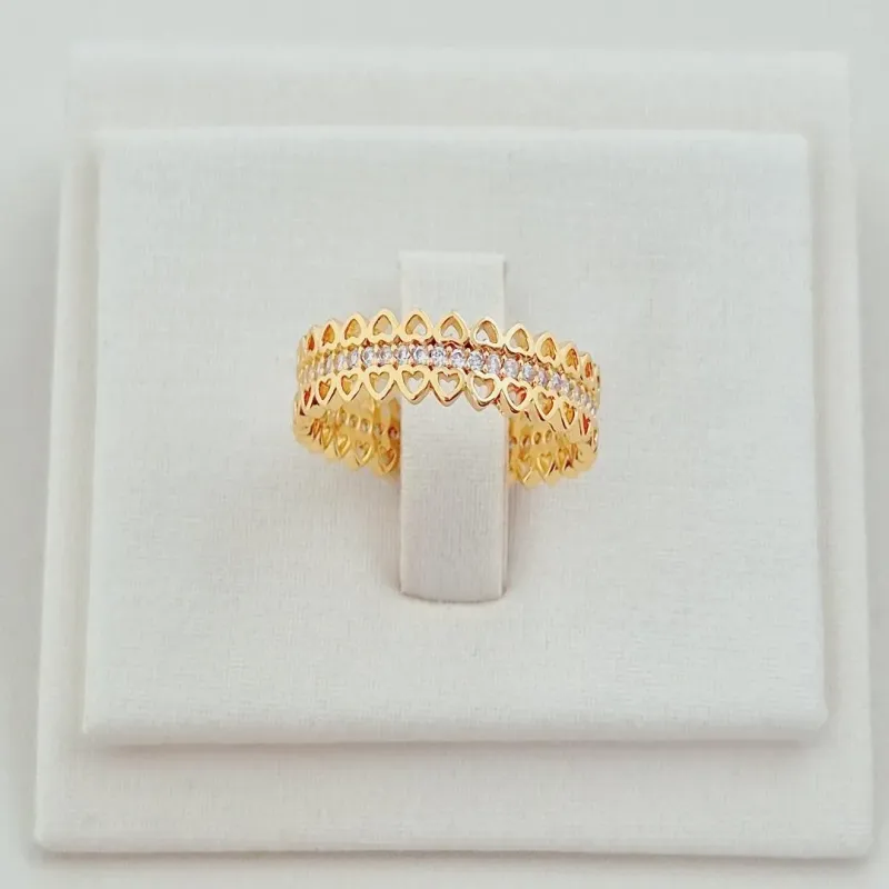 Anel Mini Zircônias Micro Corações
