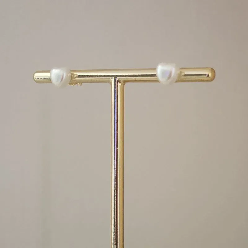 Brinco Pérola Coração 6mm