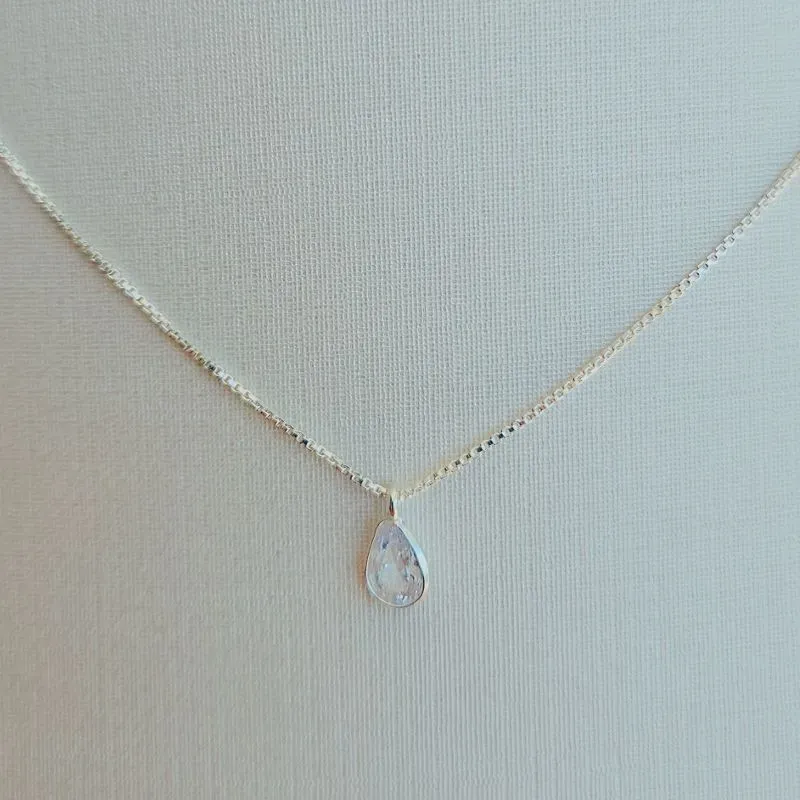 Colar Gota Cristal Prata 925