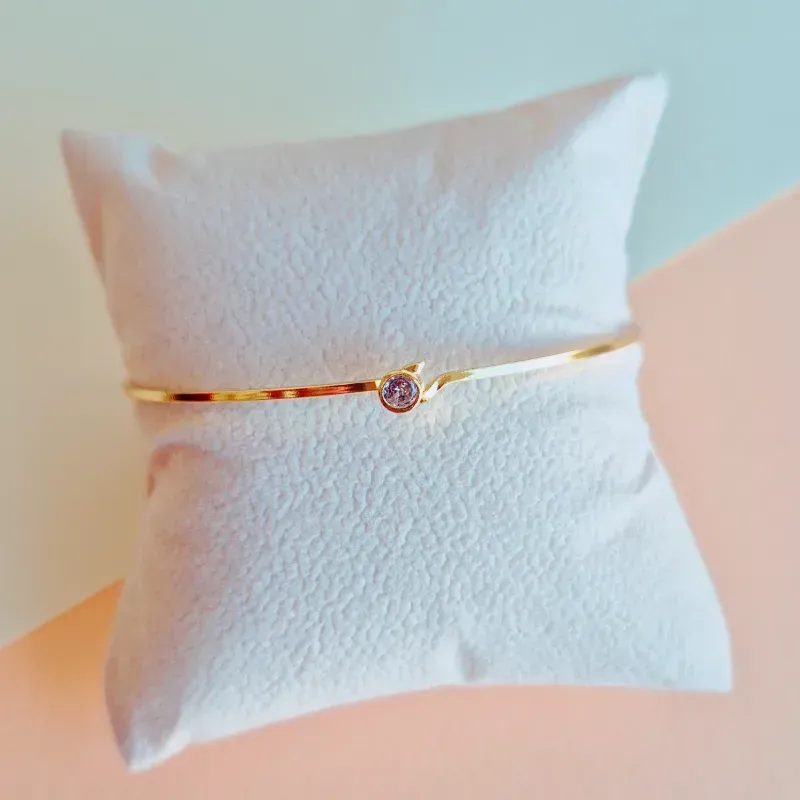 Pulseira Bracelete Fechamento com Ponto de Zircônia