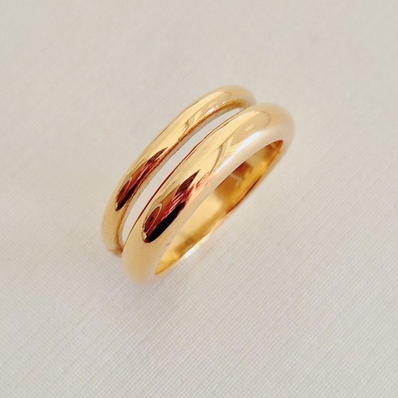 Anel 2 Aros Aço Inox Dourado