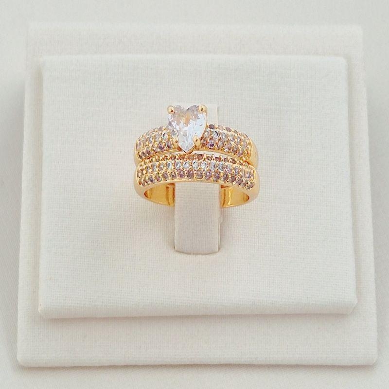 Anel Duplo com Coração