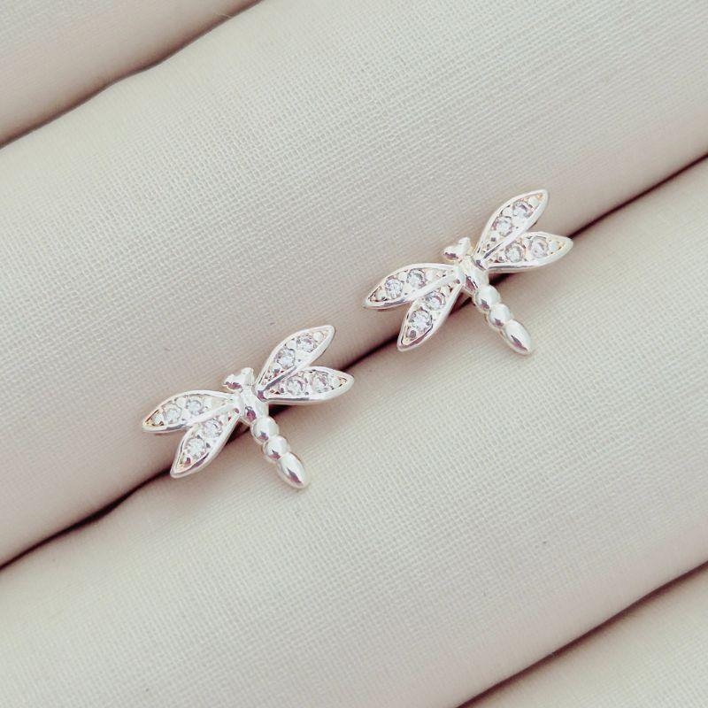 Brinco Libélula Cravejado - Prata