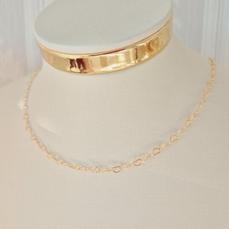 Colar Choker Elos Corações 5mm