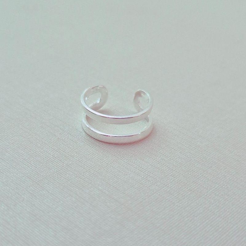 Brinco Piercing Fake Fio Duplo - Banho Prata